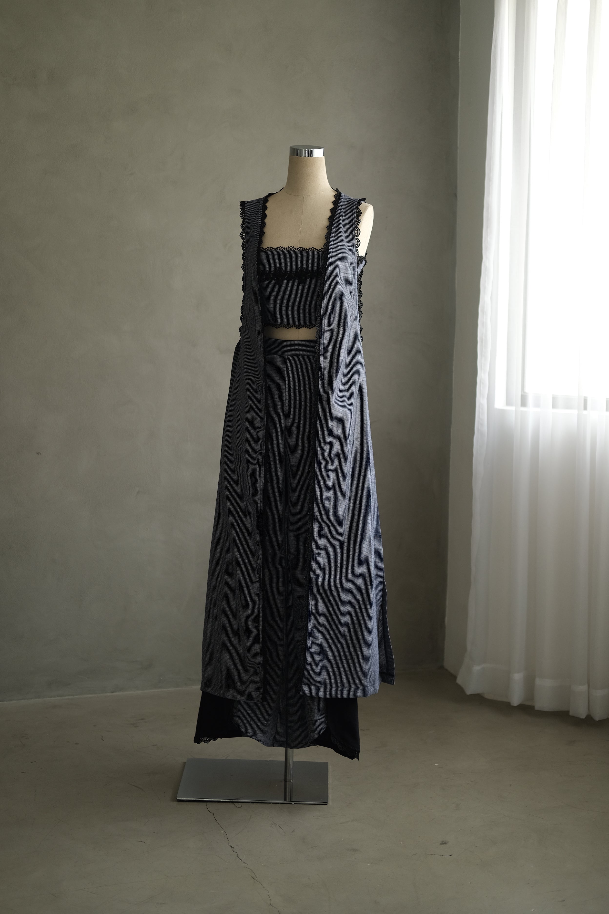 Glitthe Denim Vest Pants Tank Top
