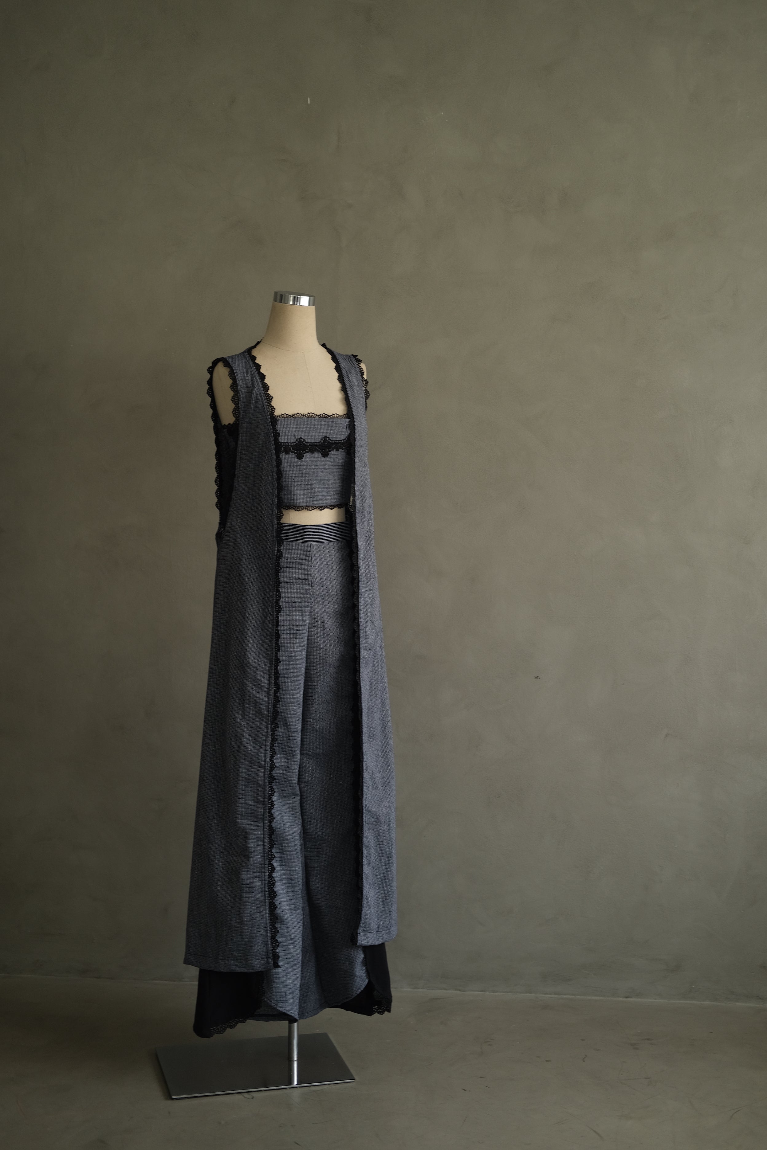 Glitthe Denim Vest Pants Tank Top